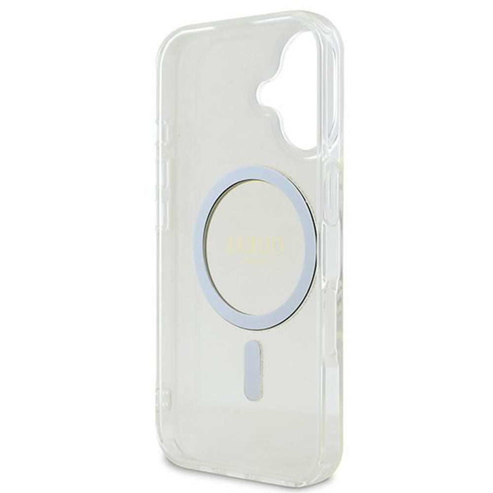 MagSafe Case for Apple iPhone 16, Guess, IML Glitter Circle, Transparent