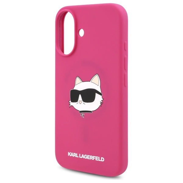MagSafe Case for Apple iPhone 16, Karl Lagerfeld, Silicone Choupette's Head, Fuchsia