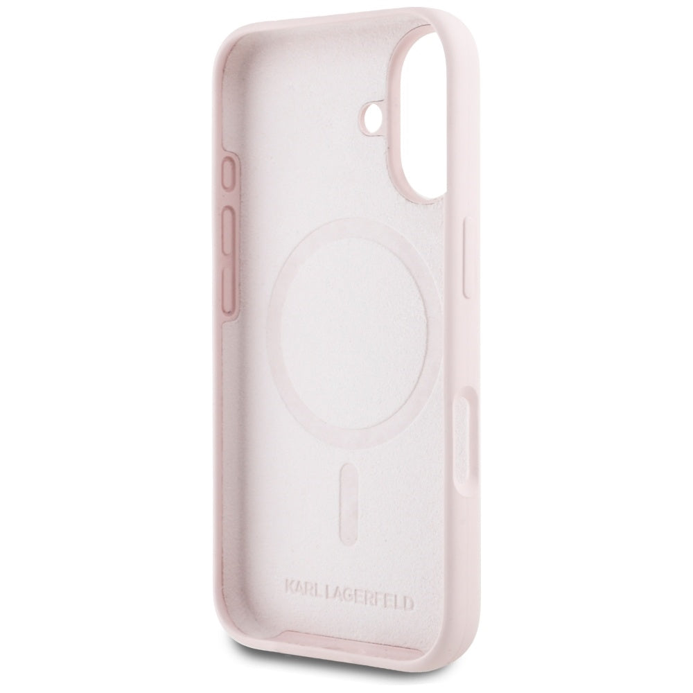 MagSafe Case for Apple iPhone 16, Karl Lagerfeld, Silicone Karl & Choupette's Heads, Pink
