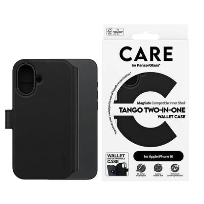 MagSafe Case for Apple iPhone 16, PanzerGlass, Care Feature Tango Two-in-One, Black
