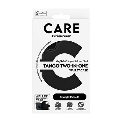 MagSafe Case for Apple iPhone 16, PanzerGlass, Care Feature Tango Two-in-One, Black