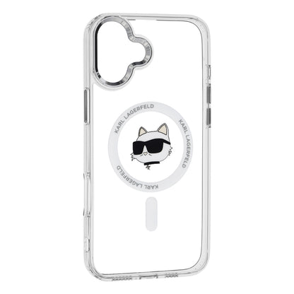 MagSafe Case for Apple iPhone 16 Plus, Karl Lagerfeld, IML Metal Choupette's Head, White