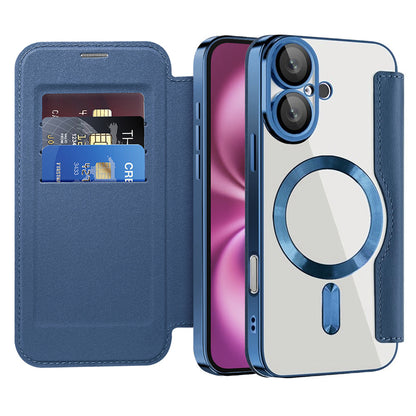 MagSafe Case for Apple iPhone 16 Plus, Techsuit, SmartMag Book, Blue