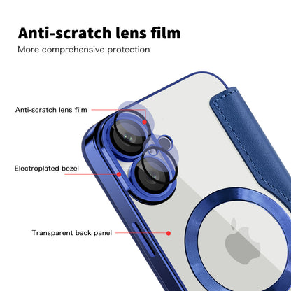 MagSafe Case for Apple iPhone 16 Plus, Techsuit, SmartMag Book, Blue