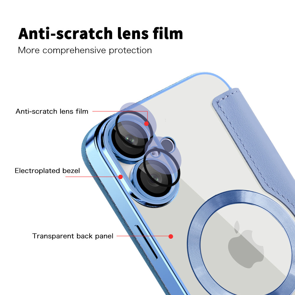 MagSafe Case for Apple iPhone 16 Plus, Techsuit, SmartMag Book, Blue