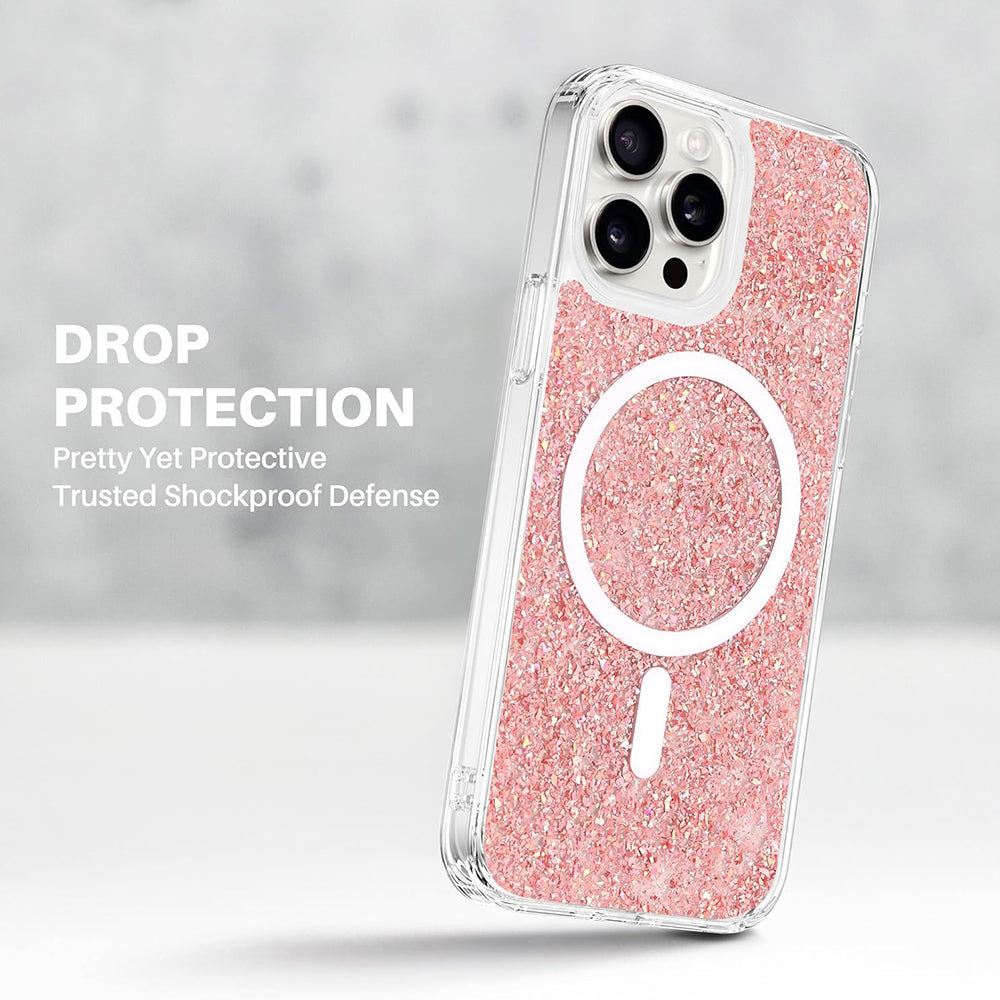 MagSafe Case for Apple iPhone 16 Plus, Techsuit, Sparkly Glitter, Purple