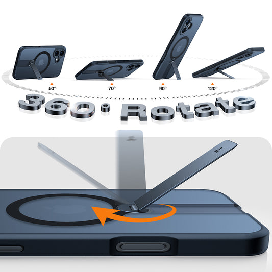 MagSafe Case for Apple iPhone 16 Plus, Torras, Pstand Spin, Black