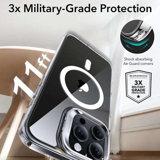 MagSafe Case for Apple iPhone 16 Pro, ESR, Classic Hybrid Kickstand, Transparent Gray