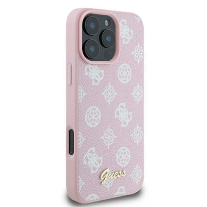 MagSafe Case for Apple iPhone 16 Pro, Guess, Peony Script, Pink