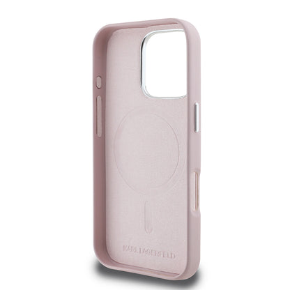 MagSafe Case for Apple iPhone 16 Pro, Karl Lagerfeld, FW Metal Plate, Pink