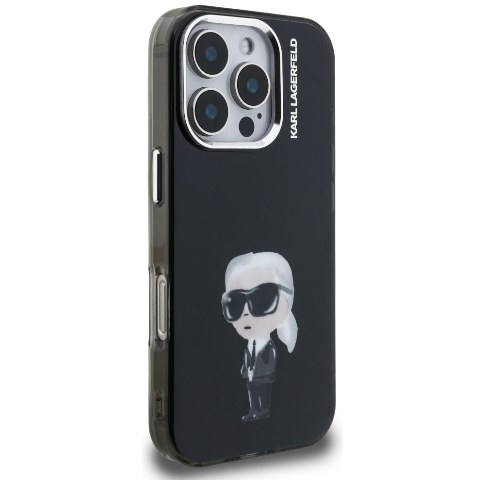 MagSafe Case for Apple iPhone 16 Pro, Karl Lagerfeld, IML Aquarelle Karl Logo, Black