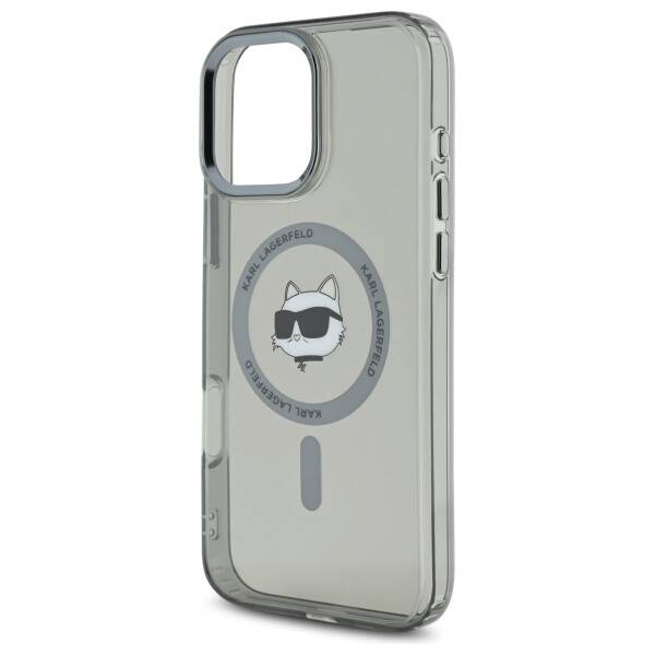 MagSafe Case for Apple iPhone 16 Pro, Karl Lagerfeld, IML Metal Choupette's Head, Black