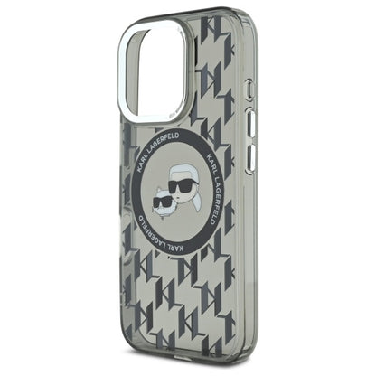 MagSafe Case for Apple iPhone 16 Pro, Karl Lagerfeld, IML Monogram Karl & Choupette's Heads, Black