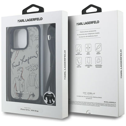 MagSafe Case for Apple iPhone 16 Pro, Karl Lagerfeld, Saffiano Crossbody, Grey