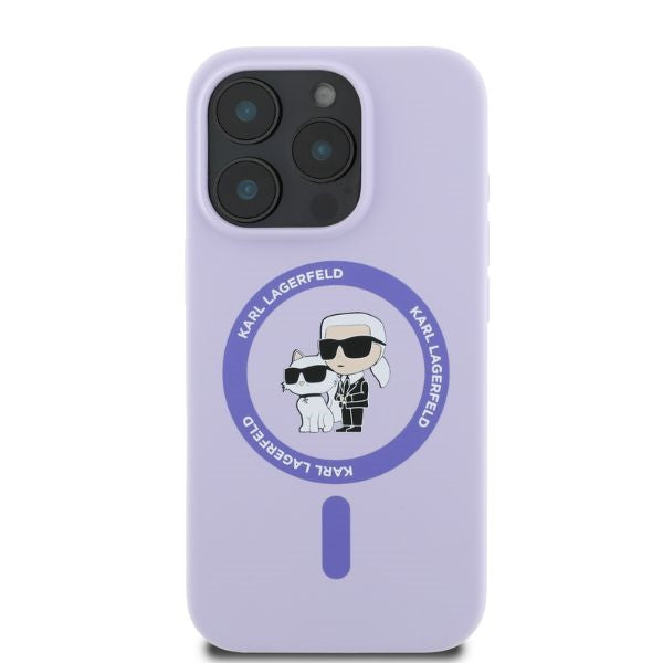 MagSafe Case for Apple iPhone 16 Pro, Karl Lagerfeld, Silicone Ring Karl & Choupette, Purple