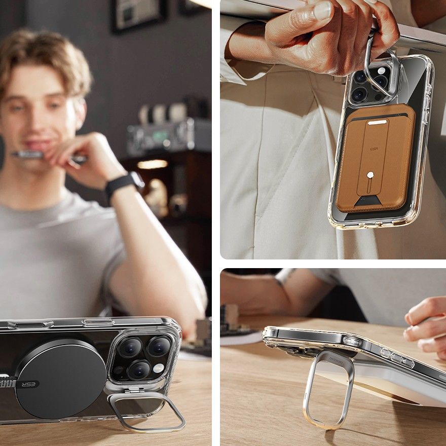 MagSafe Case for Apple iPhone 16 Pro Max, ESR, Classic Hybrid Kickstand with Screen Protector, Transparent