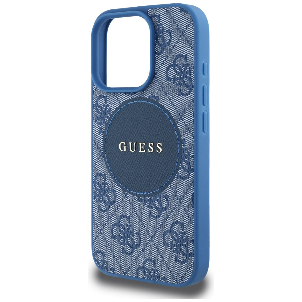 MagSafe Case for Apple iPhone 16 Pro Max, Guess, 4G Circle Classic Logo, Blue