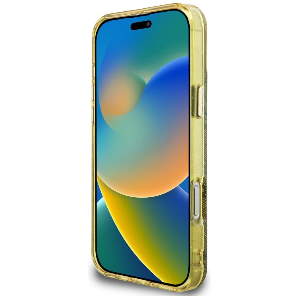 MagSafe Case for Apple iPhone 16 Pro Max, Guess, IML Glitter 4G Circle Triangle, Brown