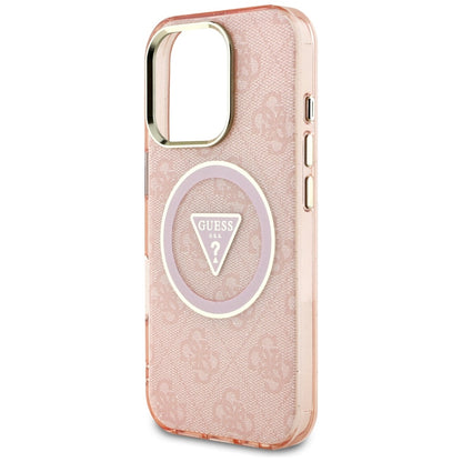 MagSafe Case for Apple iPhone 16 Pro Max, Guess, IML Glitter 4G Circle Triangle, Pink