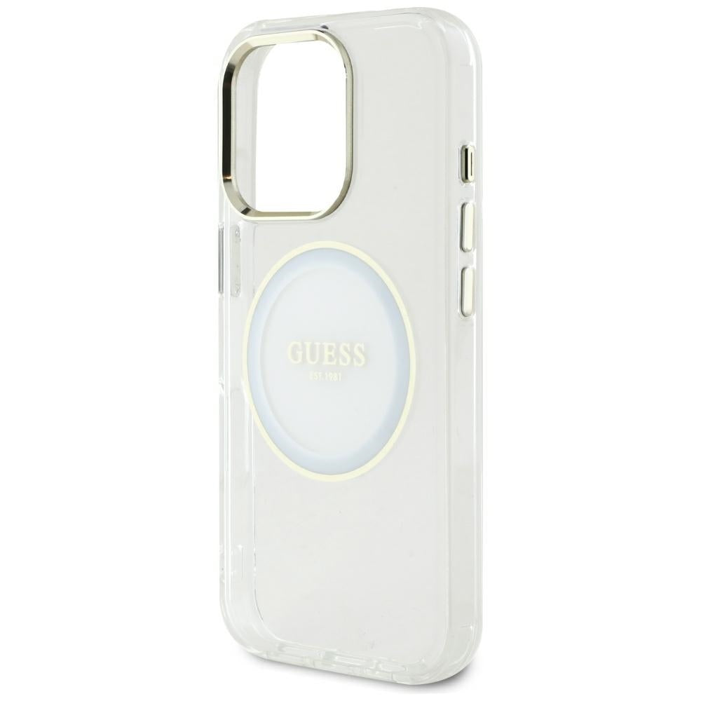 MagSafe Case for Apple iPhone 16 Pro Max, Guess, IML Metal Colored Circle, White
