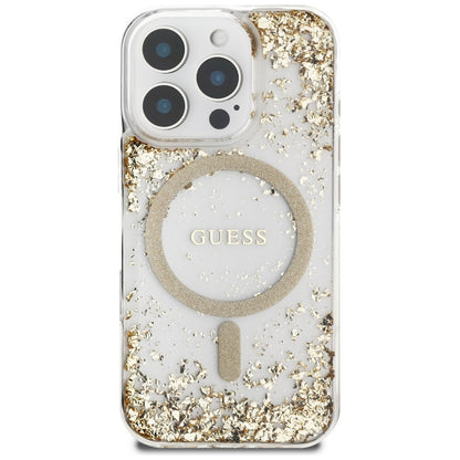 MagSafe Case for Apple iPhone 16 Pro Max, Guess, Resin Bottom Glitter, Gold