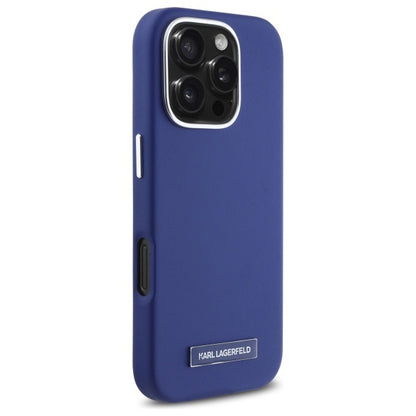 MagSafe Case for Apple iPhone 16 Pro Max, Karl Lagerfeld, FW Metal Plate, Blue