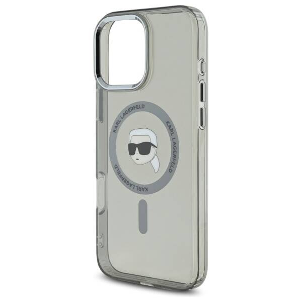 MagSafe Case for Apple iPhone 16 Pro Max, Karl Lagerfeld, IML Metal Karl's Head, Black