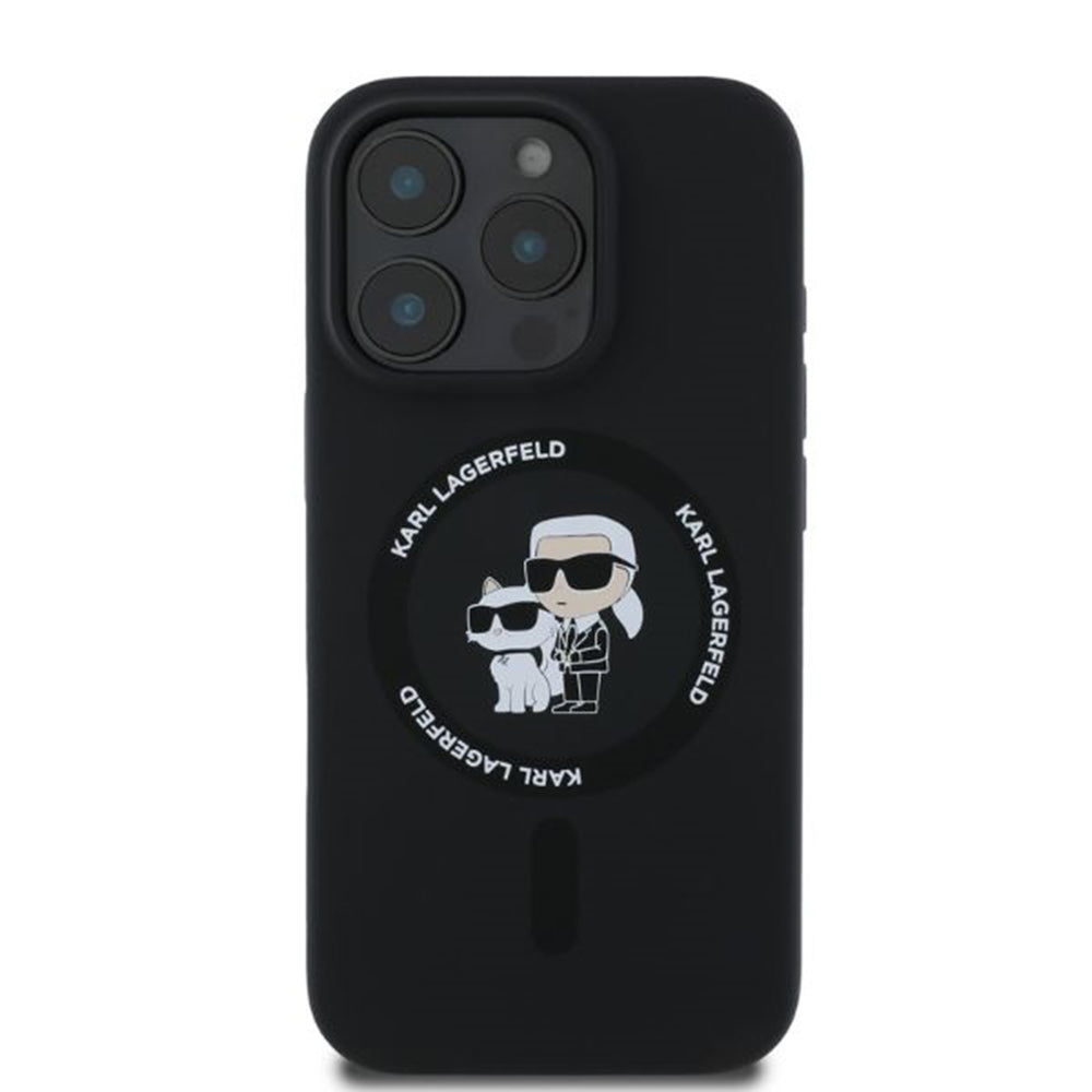 MagSafe Case for Apple iPhone 16 Pro Max, Karl Lagerfeld, Silicone Ring Karl & Choupette, Black