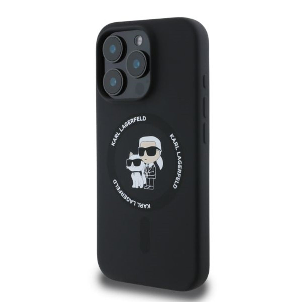 MagSafe Case for Apple iPhone 16 Pro Max, Karl Lagerfeld, Silicone Ring Karl & Choupette, Black