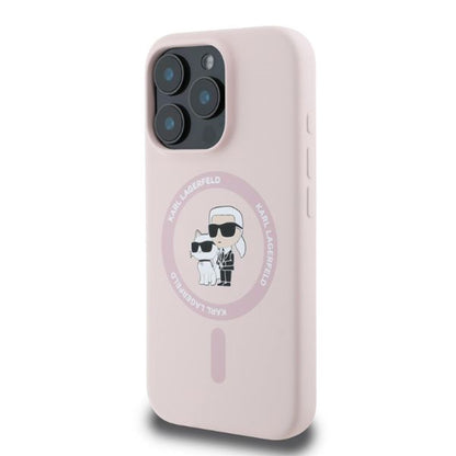 MagSafe Case for Apple iPhone 16 Pro Max, Karl Lagerfeld, Silicone Ring Karl & Choupette, Pink
