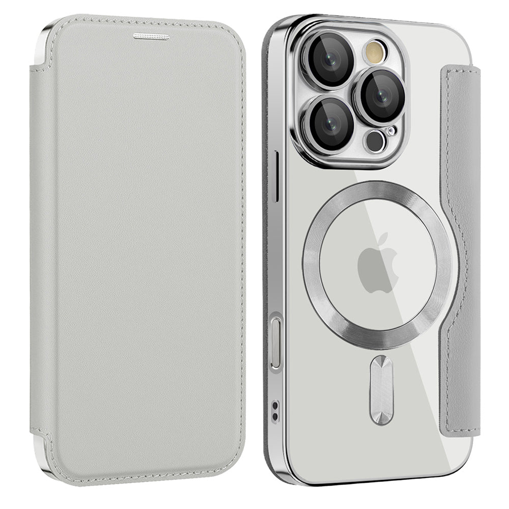 MagSafe Case for Apple iPhone 16 Pro Max, Techsuit, SmartMag Book, Gray