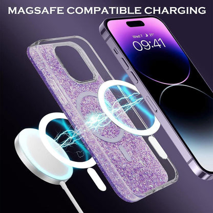 MagSafe Case for Apple iPhone 16 Pro Max, Techsuit, Sparkly Glitter, Blue