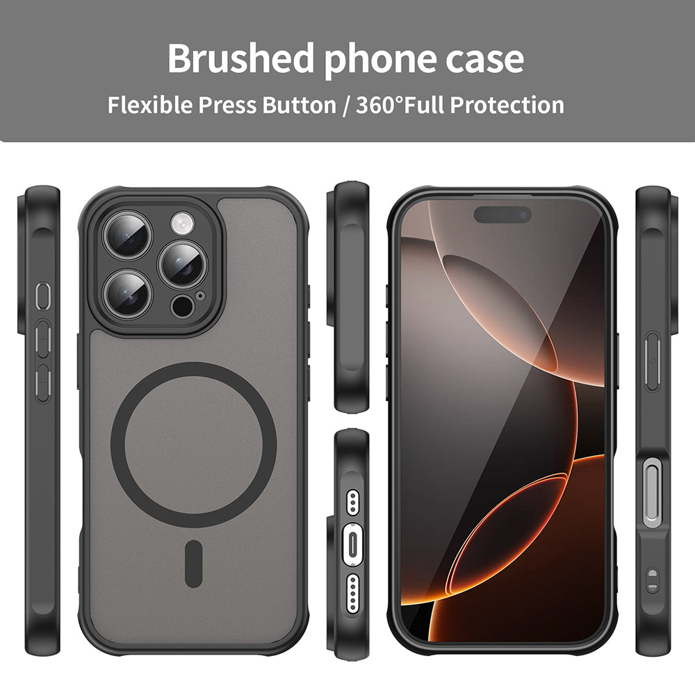 MagSafe Case for Apple iPhone 16 Pro, Techsuit, HaloFrost II, Black