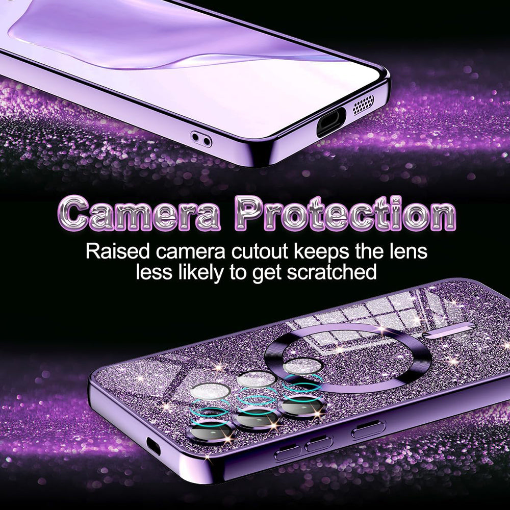 MagSafe Case for Apple iPhone 16 Pro, Techsuit, Luxury Glitter, Silver
