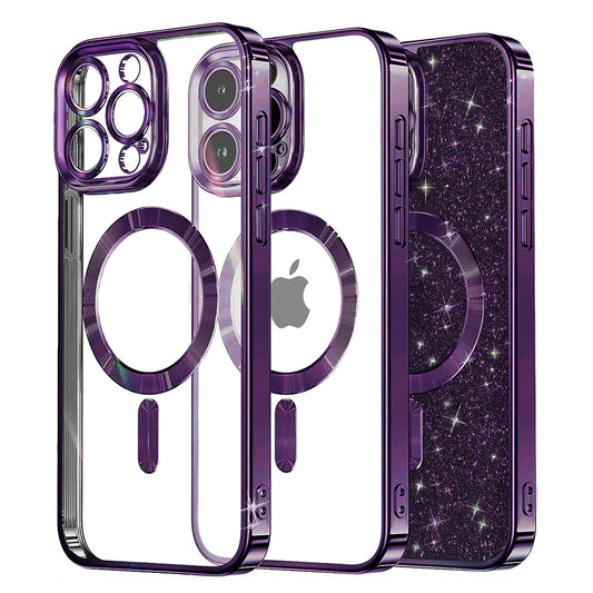 MagSafe Case for Apple iPhone 16 Pro, Techsuit, Luxury Glitter, Dark Purple