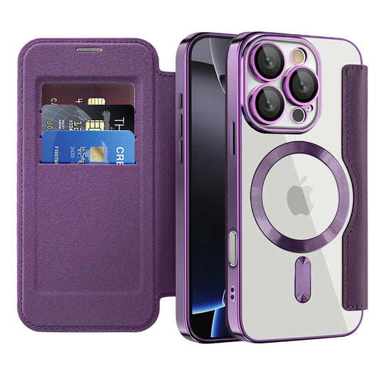 MagSafe Case for Apple iPhone 16 Pro, Techsuit, SmartMag Book, Purple
