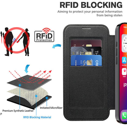 MagSafe Case for Apple iPhone 16 Pro, Techsuit, SmartMag Book, Black