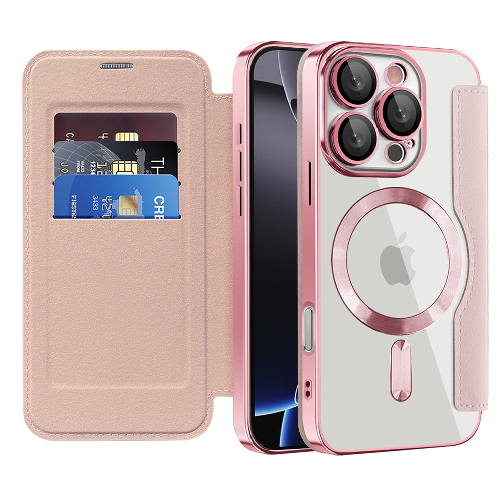 MagSafe Case for Apple iPhone 16 Pro, Techsuit, SmartMag Book, Pink
