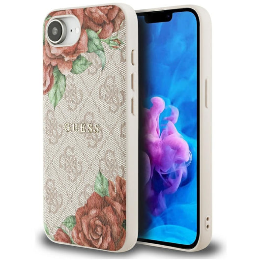 MagSafe Case for Apple iPhone 16e, Guess, 4G Flowers Print, Pink