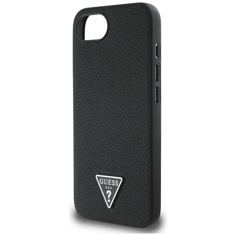 MagSafe Case for Apple iPhone 16e, Guess, Grained Triangle Logo, Black