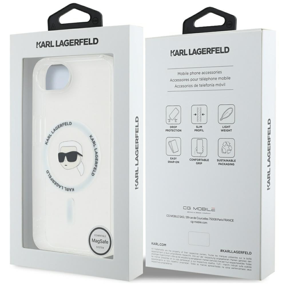 MagSafe Case for Apple iPhone 16e, Karl Lagerfeld, IML Karl's Head, White