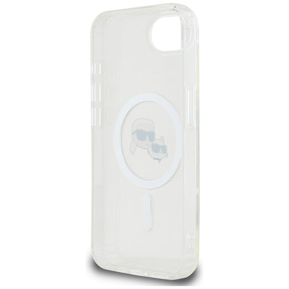 MagSafe Case for Apple iPhone 16e, Karl Lagerfeld, IML Metal Karl & Choupette's Heads, White