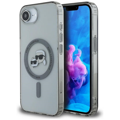 MagSafe Case for Apple iPhone 16e, Karl Lagerfeld, IML Metal Karl & Choupette's Heads, Black