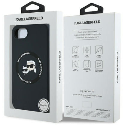 MagSafe Case for Apple iPhone 16e, Karl Lagerfeld, Silicone Karl & Choupette's Heads, Black