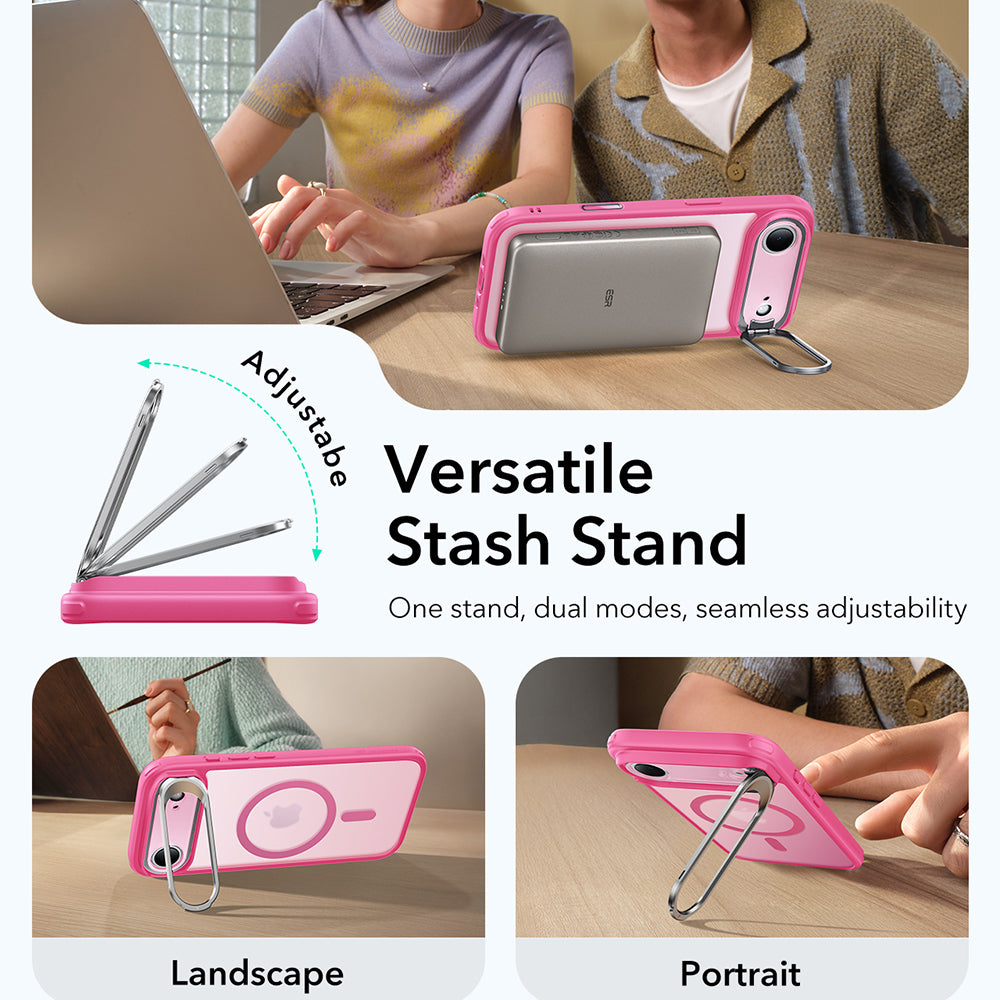 MagSafe Case for Apple iPhone 17 Air, ESR, Classic Hybrid Kickstand, Satin Pink