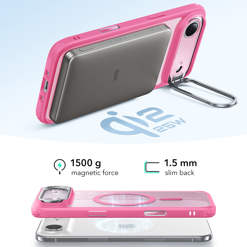 MagSafe Case for Apple iPhone 17 Air, ESR, Classic Hybrid Kickstand, Satin Pink