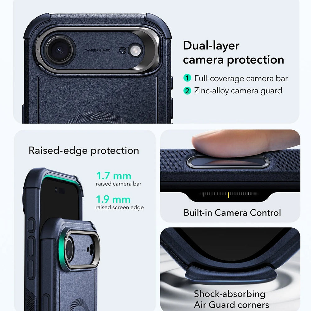 MagSafe Case for Apple iPhone 17 Air, ESR, Cyber Armor Kickstand, Blue