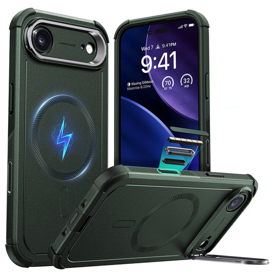 MagSafe Case for Apple iPhone 17 Air, ESR, Cyber Armor Kickstand, Green