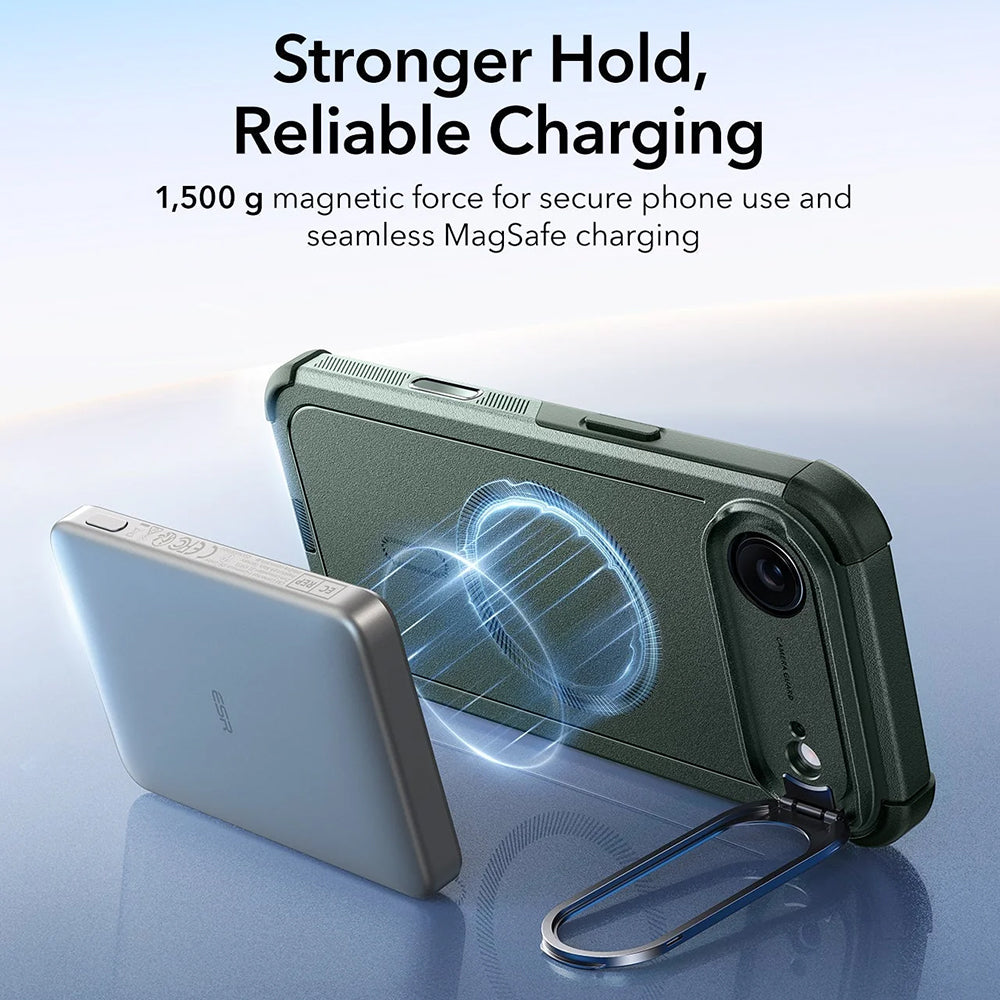 MagSafe Case for Apple iPhone 17 Air, ESR, Cyber Armor Kickstand, Green