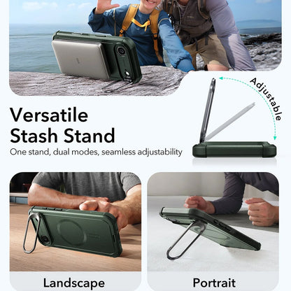 MagSafe Case for Apple iPhone 17 Air, ESR, Cyber Armor Kickstand, Green